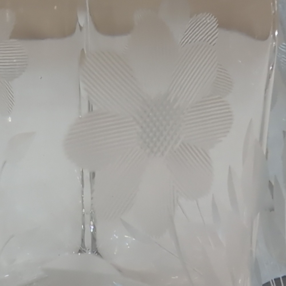 VTG Heisey Etched Daisy Crystal Creamer Sugar Quator #355 Set + Matching Pitcher - Picture 5 of 11